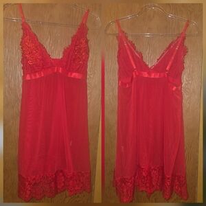 Shirley of Hollywood XL red slip dress lingirie nightgown